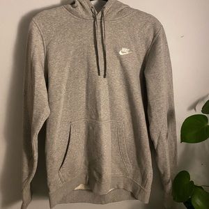 Light grey Nike hoodie.